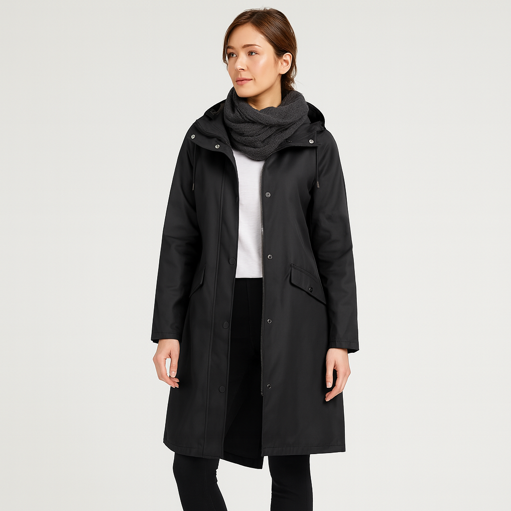 Aqualine vandtæt regnfrakke med hætte