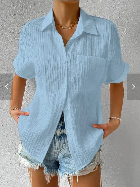 Gabriela - Afslappet plisseret skjorte med revers