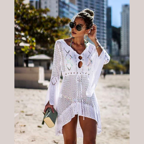 Dolores - Pull-on strandtildækningskjole i bomuld