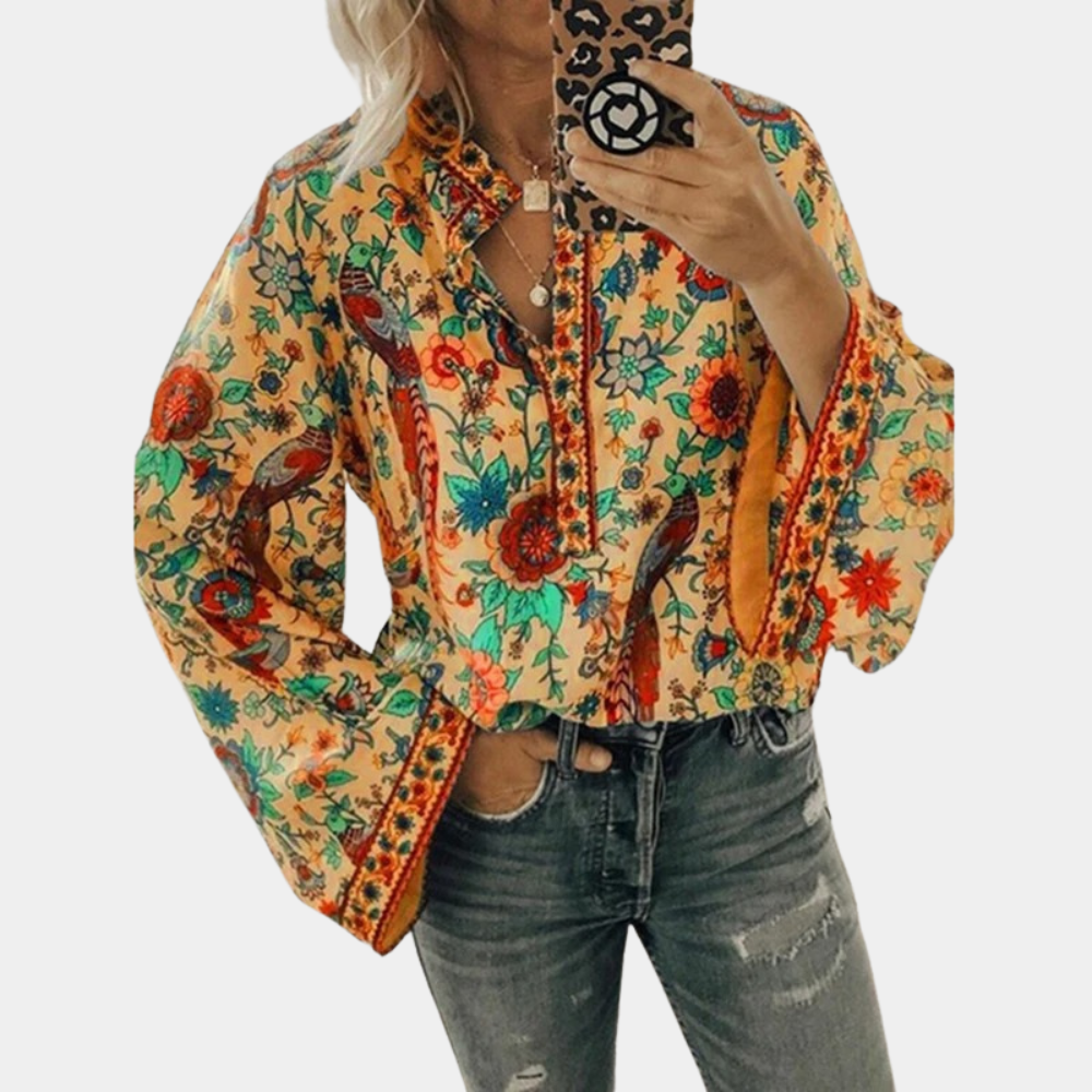 Nanna – Flowy langærmet bluse