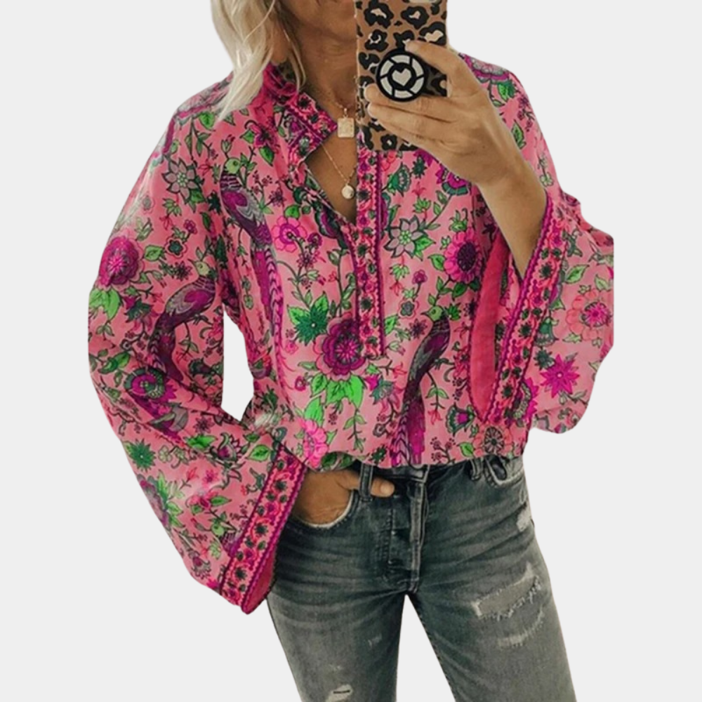 Nanna – Flowy langærmet bluse