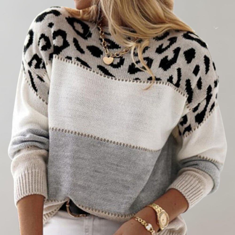 Augusta - Elegant leopardprint sweater med rund hals