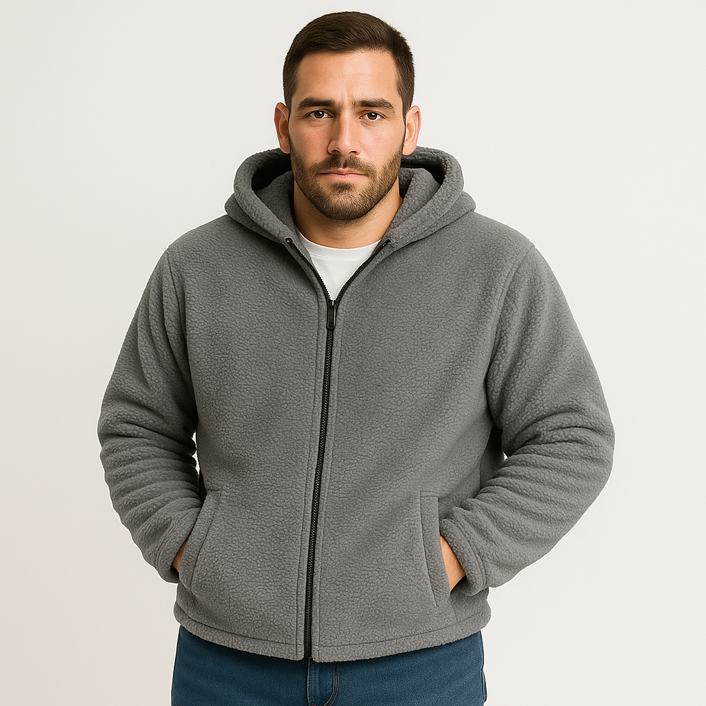 Falko | Fleeceforet vinterjakke med hætte til mænd