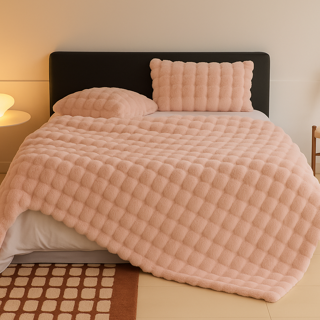 Calyra | Hyggeligt tæppe med blød boblestruktur