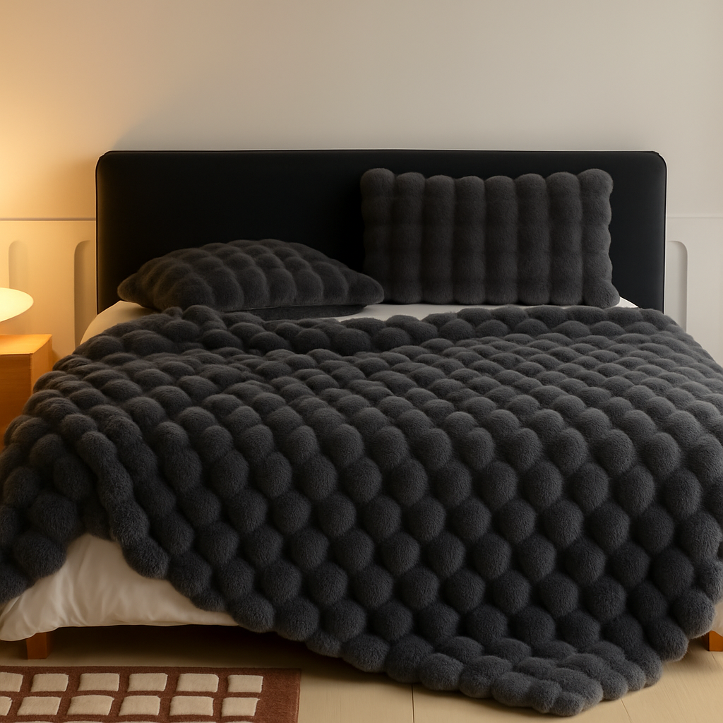 Calyra | Hyggeligt tæppe med blød boblestruktur