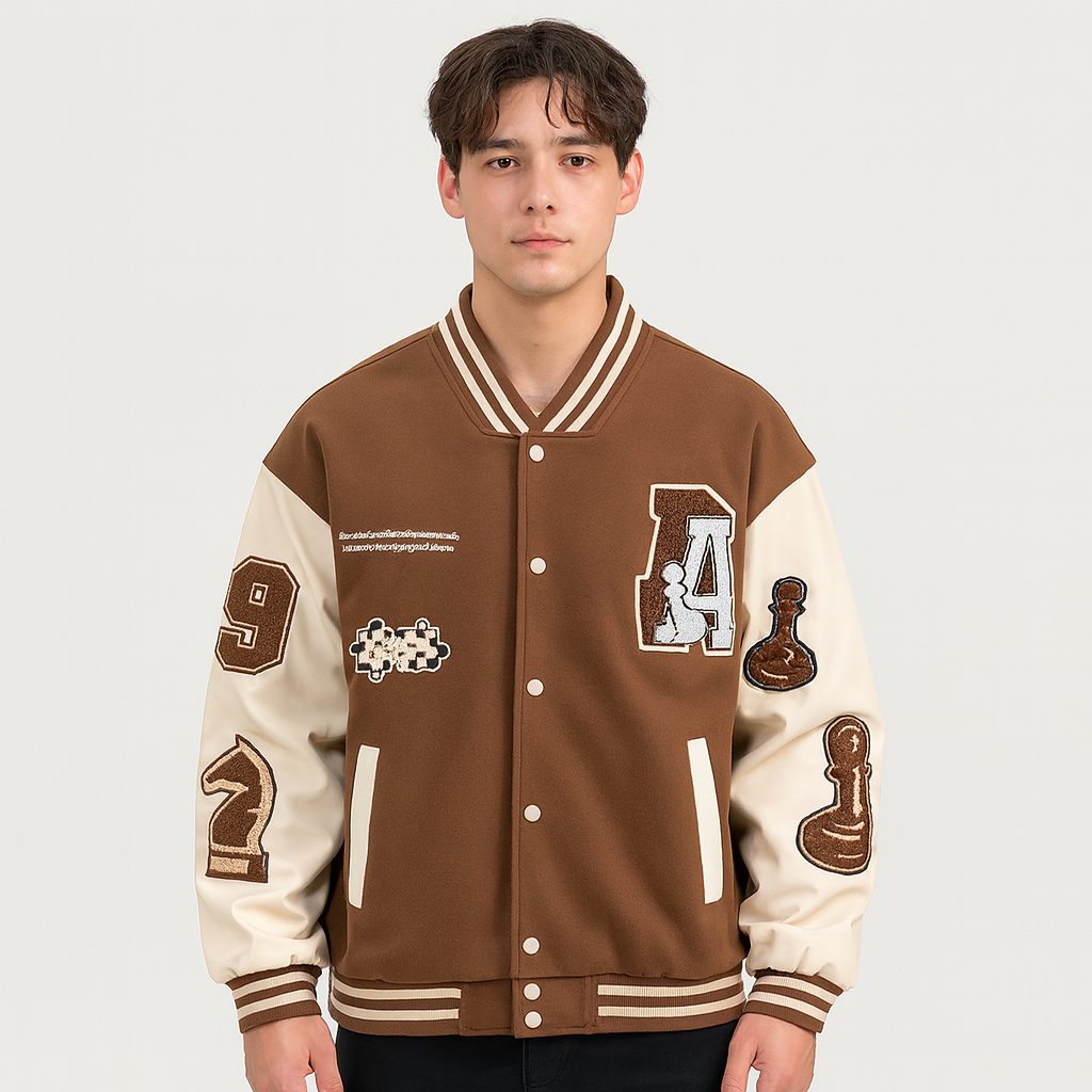 Herre baseball bomberjakke med farveblok