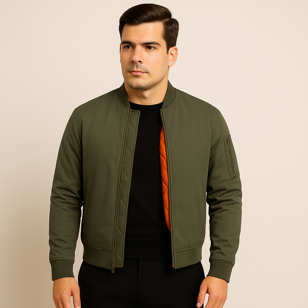 Herrebomberjakke i klassisk design – tidløs lynlåsmodel