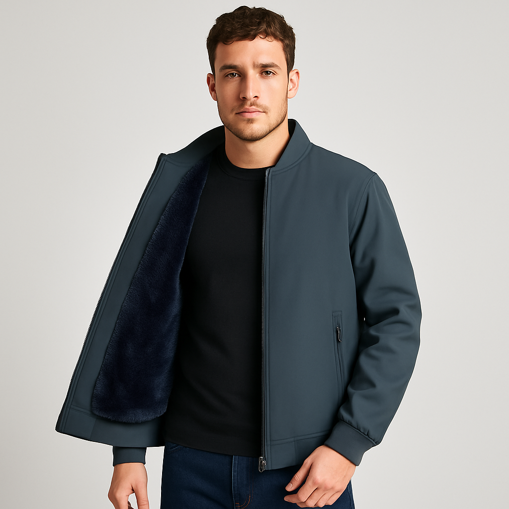Herre bomberjakke med fleecefor