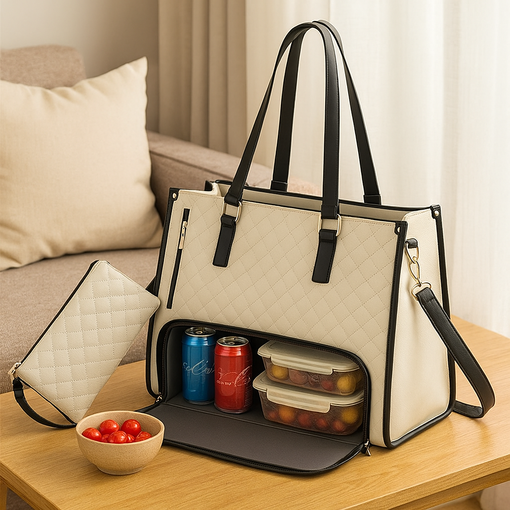 Isoleret 2-i-1 mad- og rejsetaske – Lækagesikker køletaske med opbevaringsrum