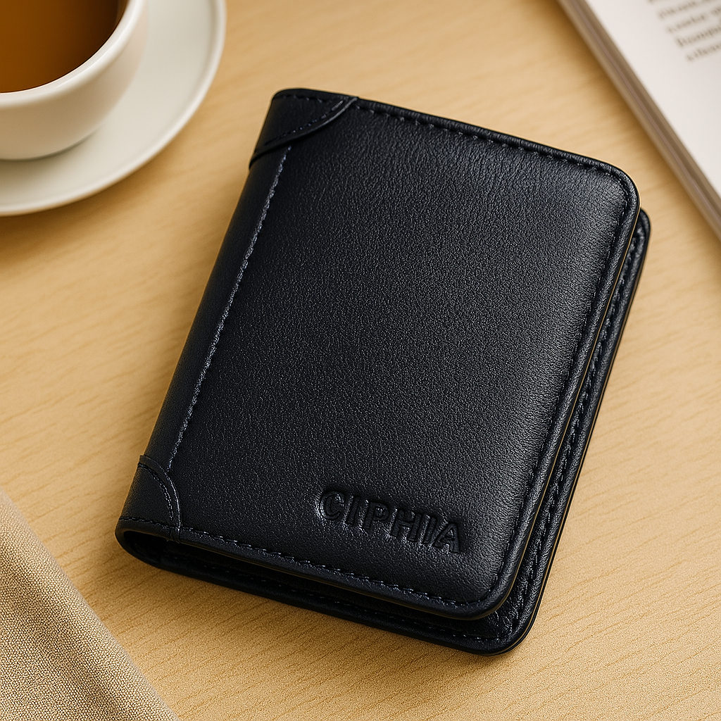 Vintage RFID læderpung – kort dobbeltfoldet pung med ID- og kortholder