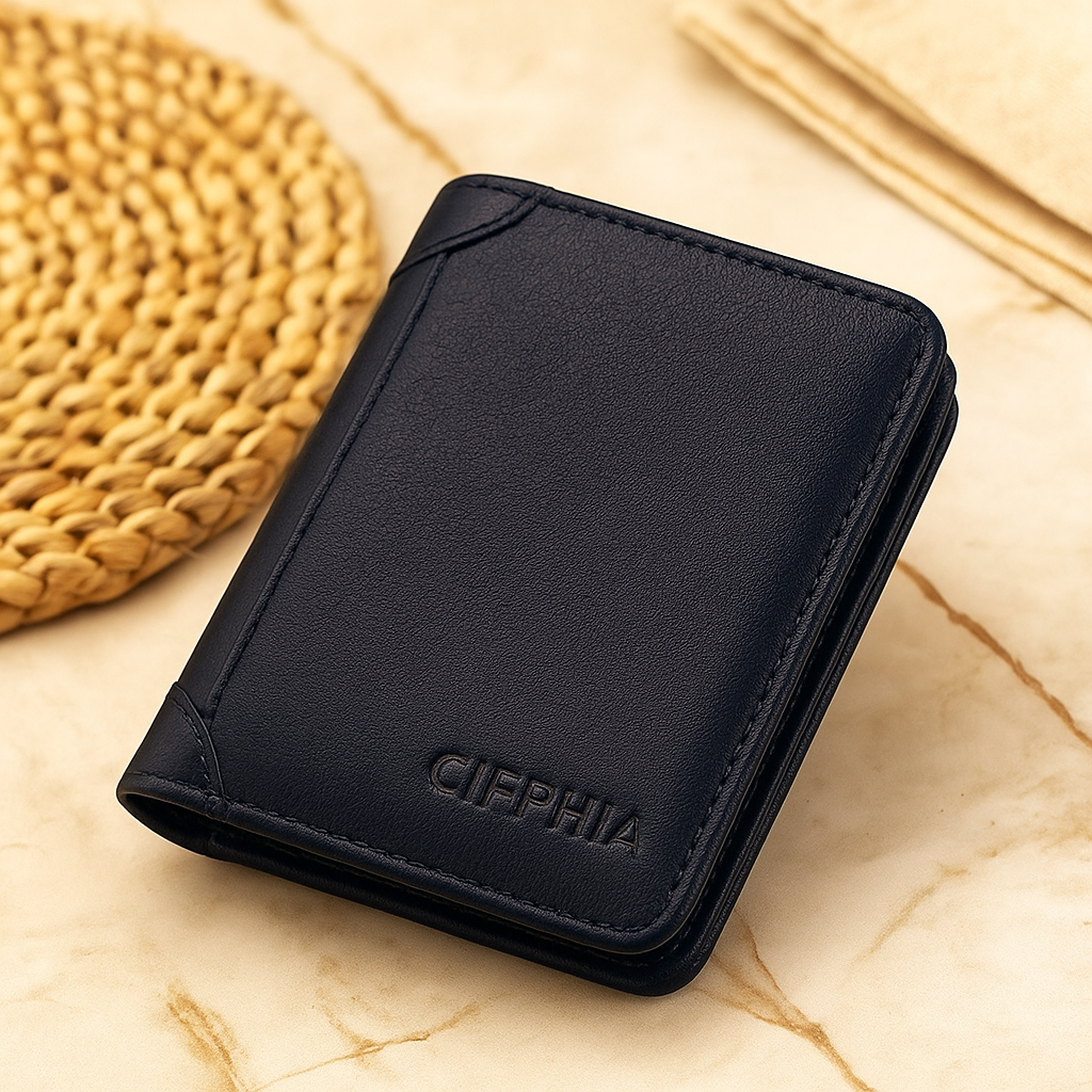 Vintage RFID læderpung – kort dobbeltfoldet pung med ID- og kortholder