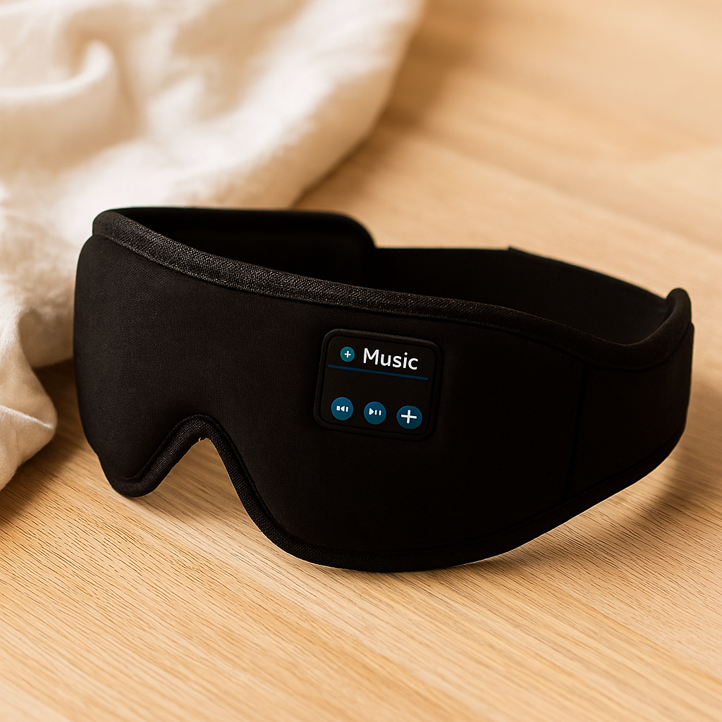 Trådløs søvnmaske med hovedtelefoner – 3D-øjenmaske med BT 5.0 og ultratynde, vaskbare højttalere