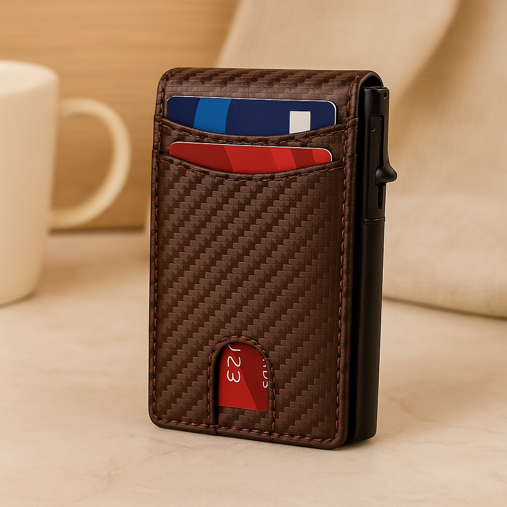 Aluminium kortholder til mænd – RFID-blokering med magnetisk lukning og PU-læderbeklædning