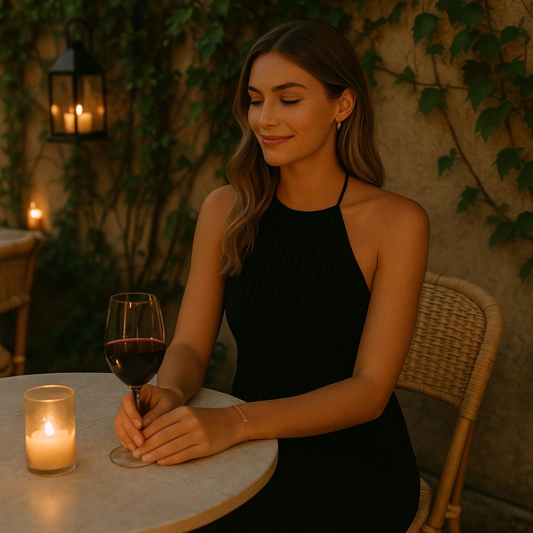 Vera - Rygløs lang kjole med patchwork-detaljer