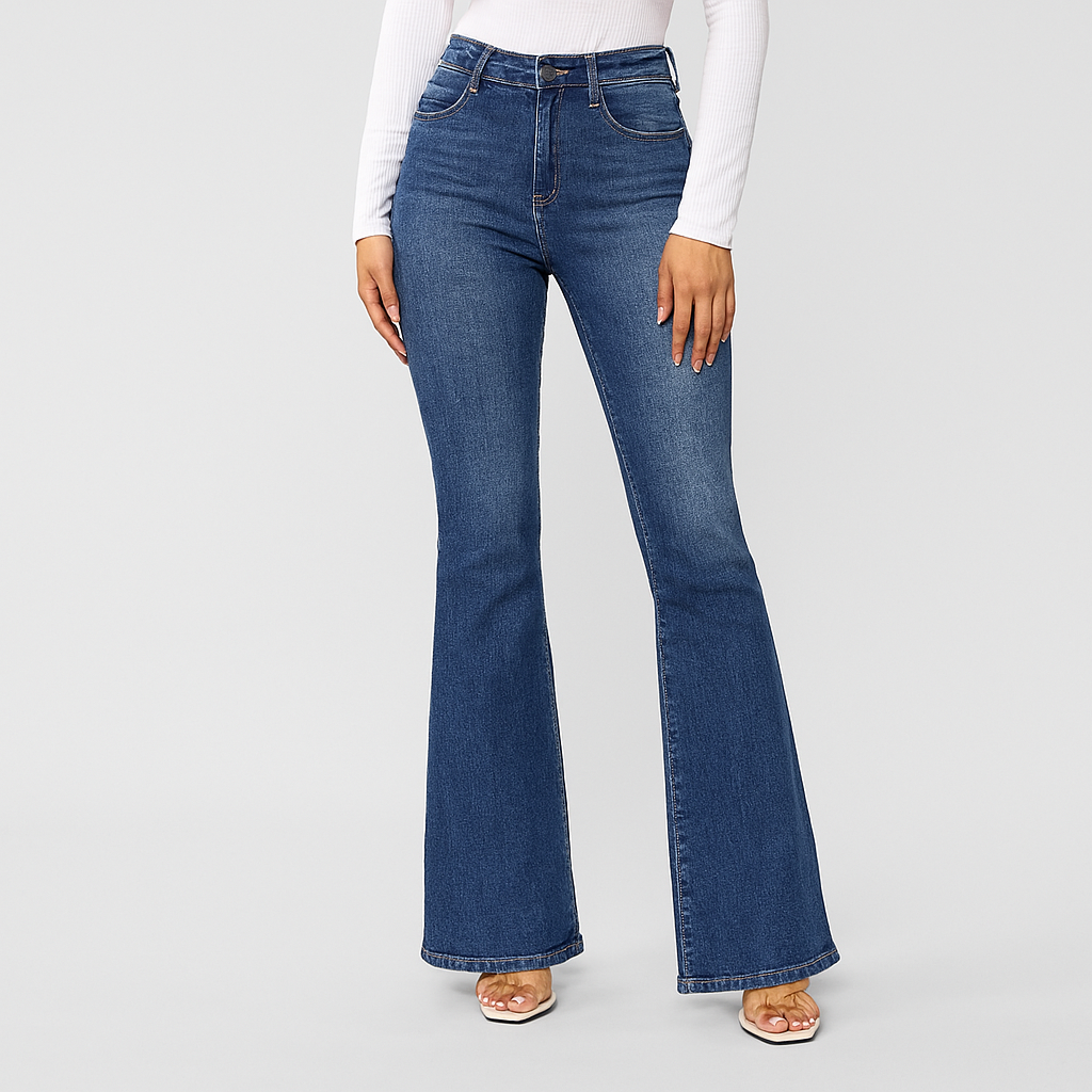 Louisa – Højtaljede jeans med svajer til kvinder – Preppy stil med et vintagelook