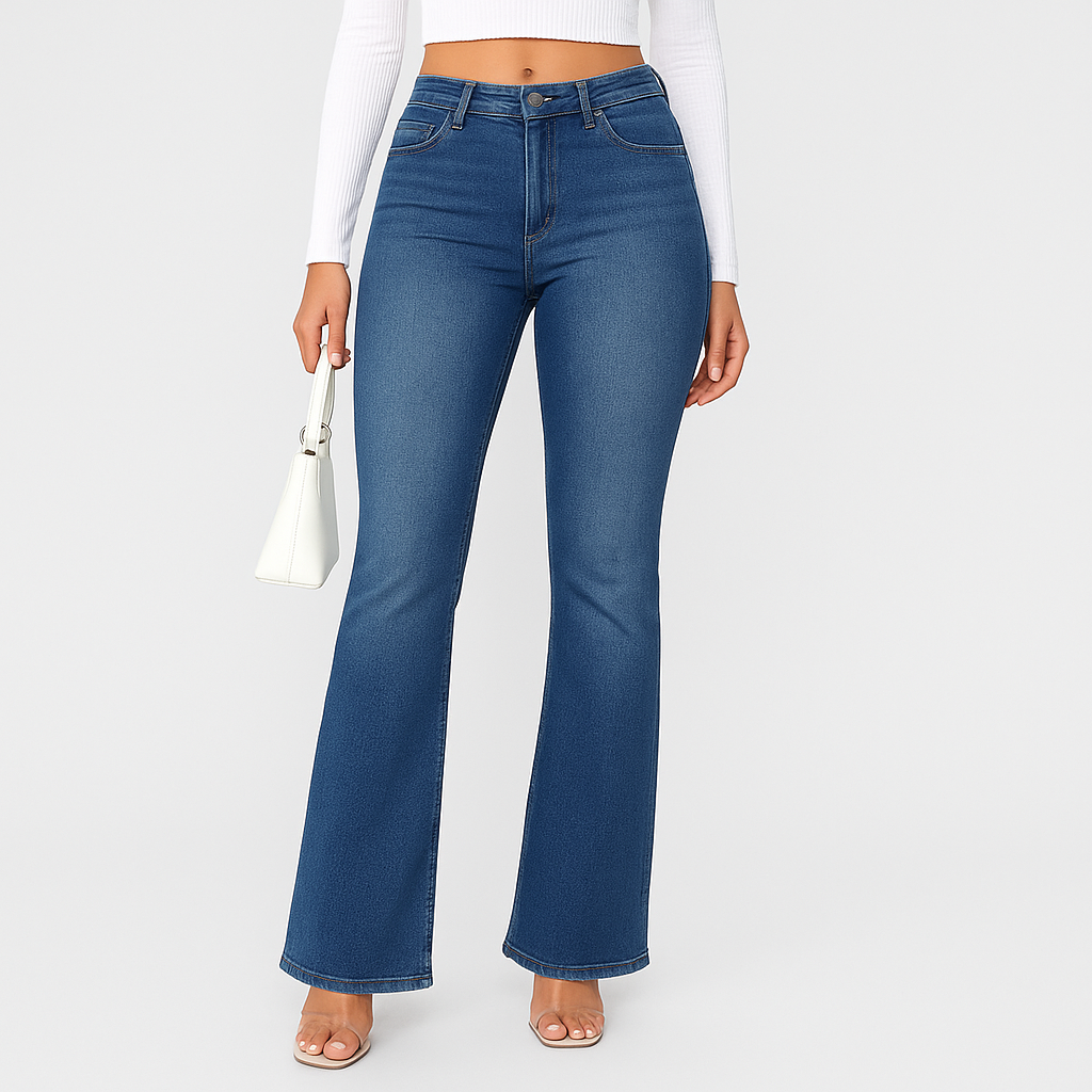 Louisa – Højtaljede jeans med svajer til kvinder – Preppy stil med et vintagelook