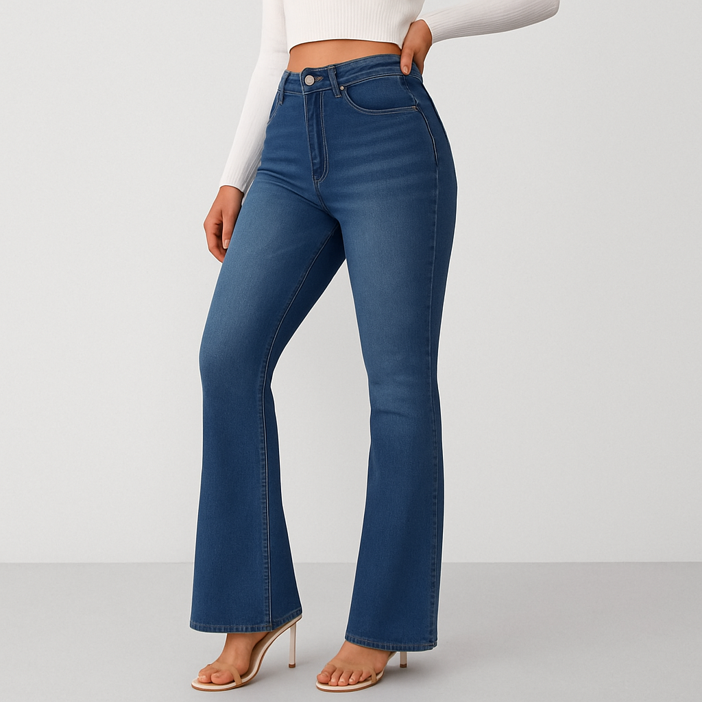 Louisa – Højtaljede jeans med svajer til kvinder – Preppy stil med et vintagelook