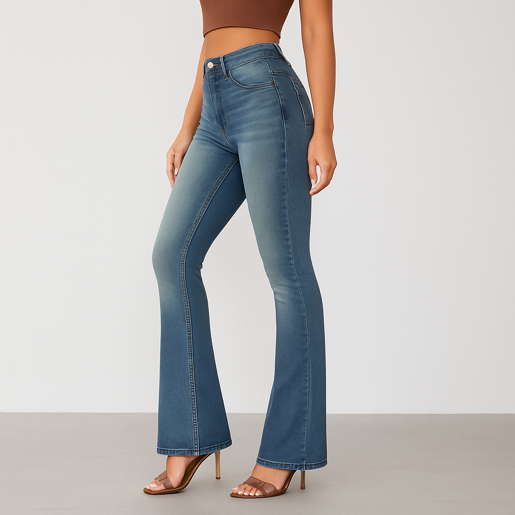 Fenn – Dame højtaljede svajeans – Fitted Stretch Denim