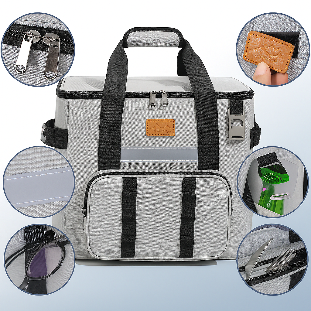 Stor, foldbar køletaske – Multifunktionel picnic- og campingtaske med flere rum