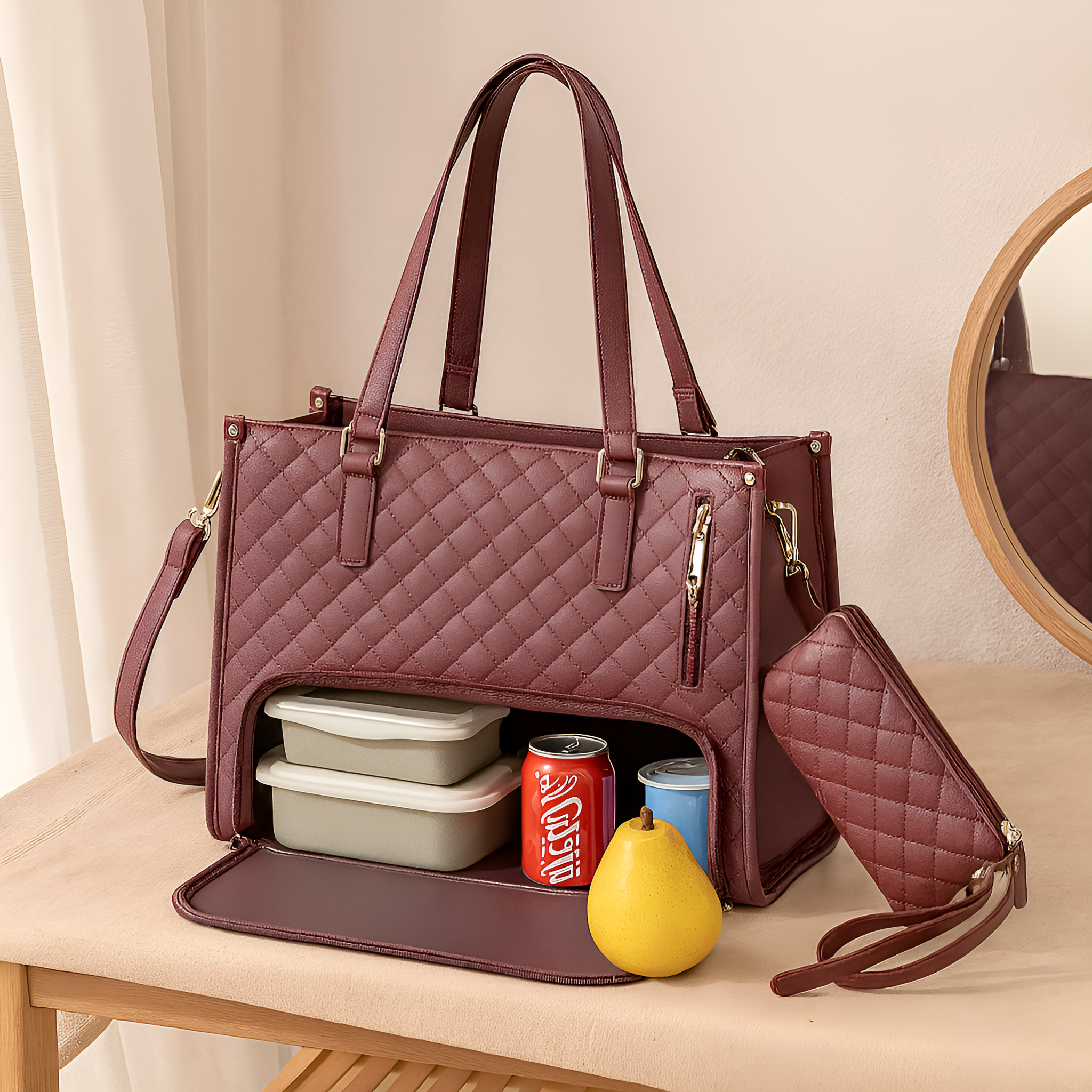 Isoleret 2-i-1 mad- og rejsetaske – Lækagesikker køletaske med opbevaringsrum