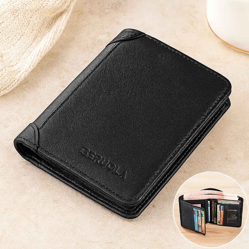 Ægte læder trifold pung – kompakt design med kortlommer til mænd