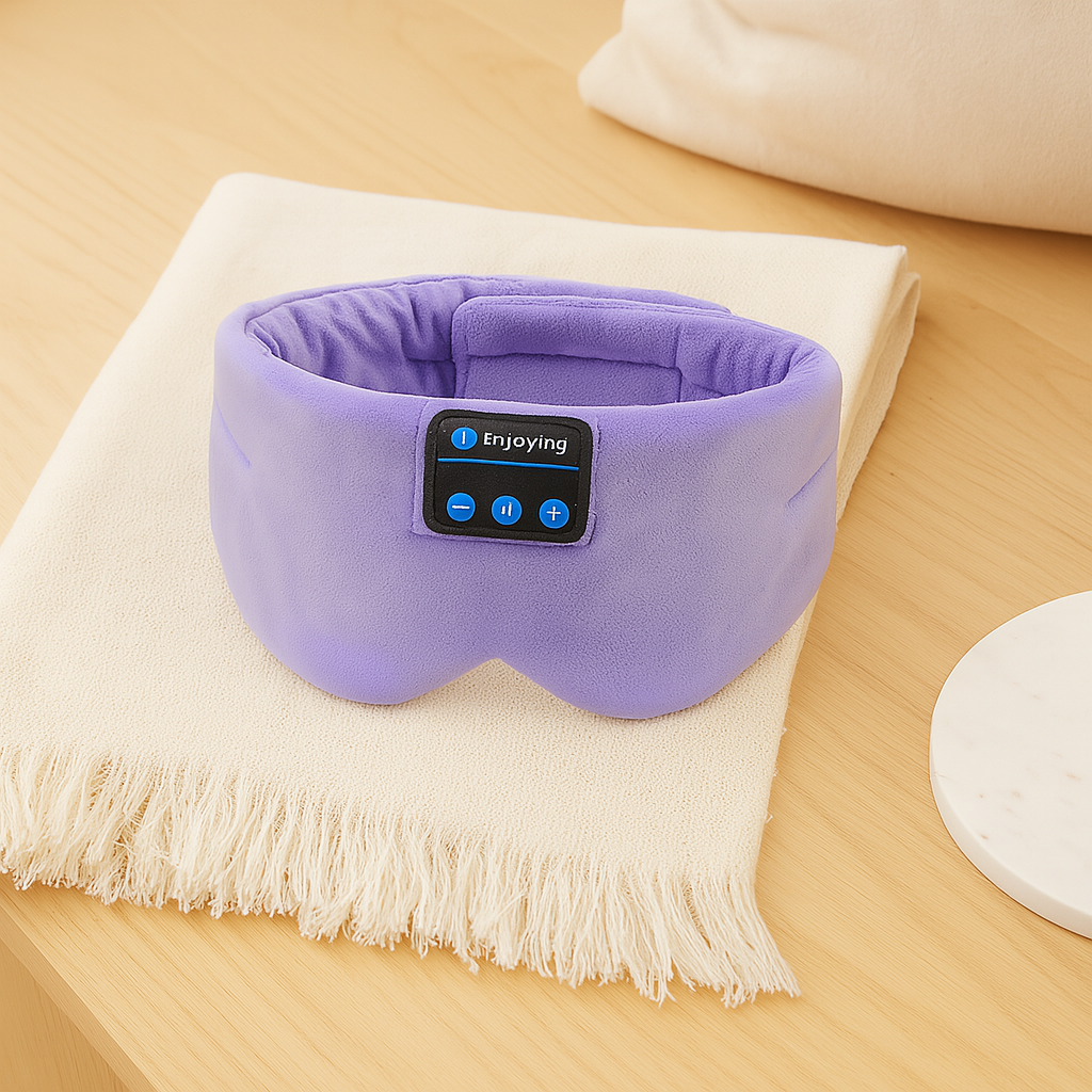 3D Musik Søvnmaske – Isfiber, Nul Tryk, 100% Lysblokering med Hovedtelefoner og Etui