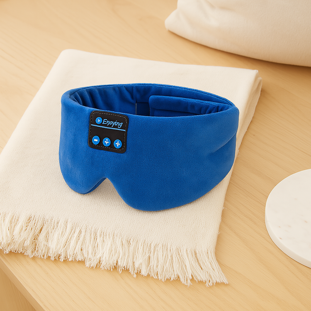 3D Musik Søvnmaske – Isfiber, Nul Tryk, 100% Lysblokering med Hovedtelefoner og Etui