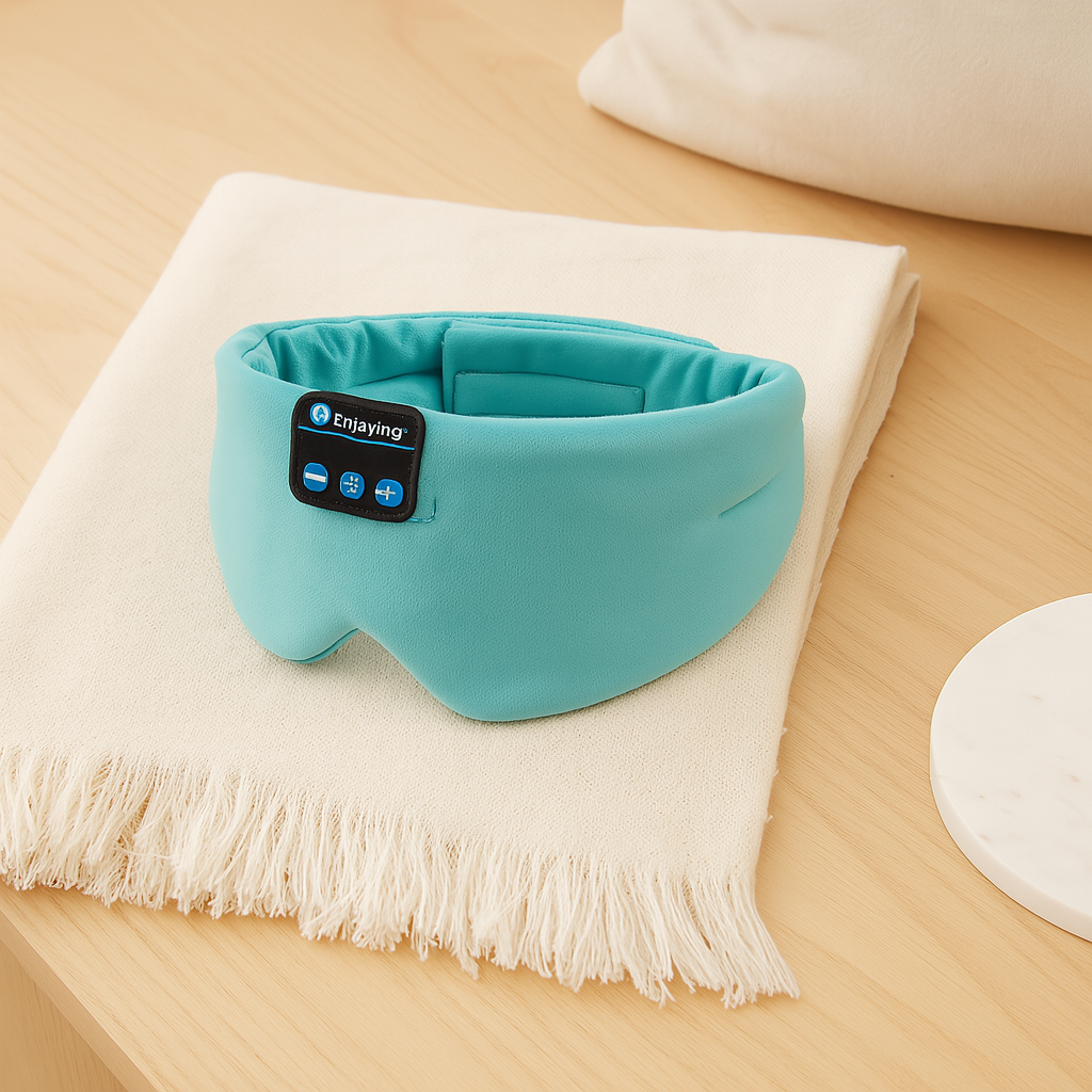 3D Musik Søvnmaske – Isfiber, Nul Tryk, 100% Lysblokering med Hovedtelefoner og Etui