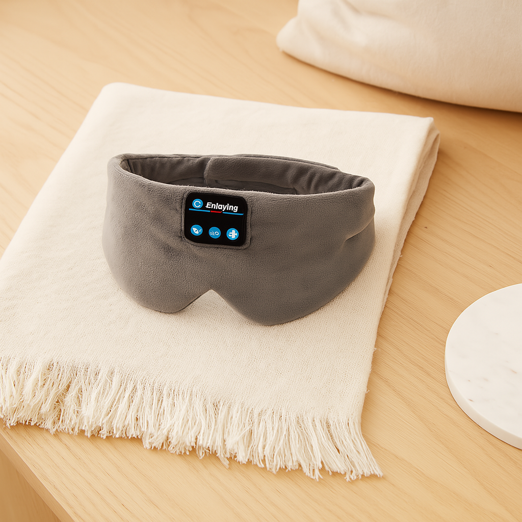 3D Musik Søvnmaske – Isfiber, Nul Tryk, 100% Lysblokering med Hovedtelefoner og Etui