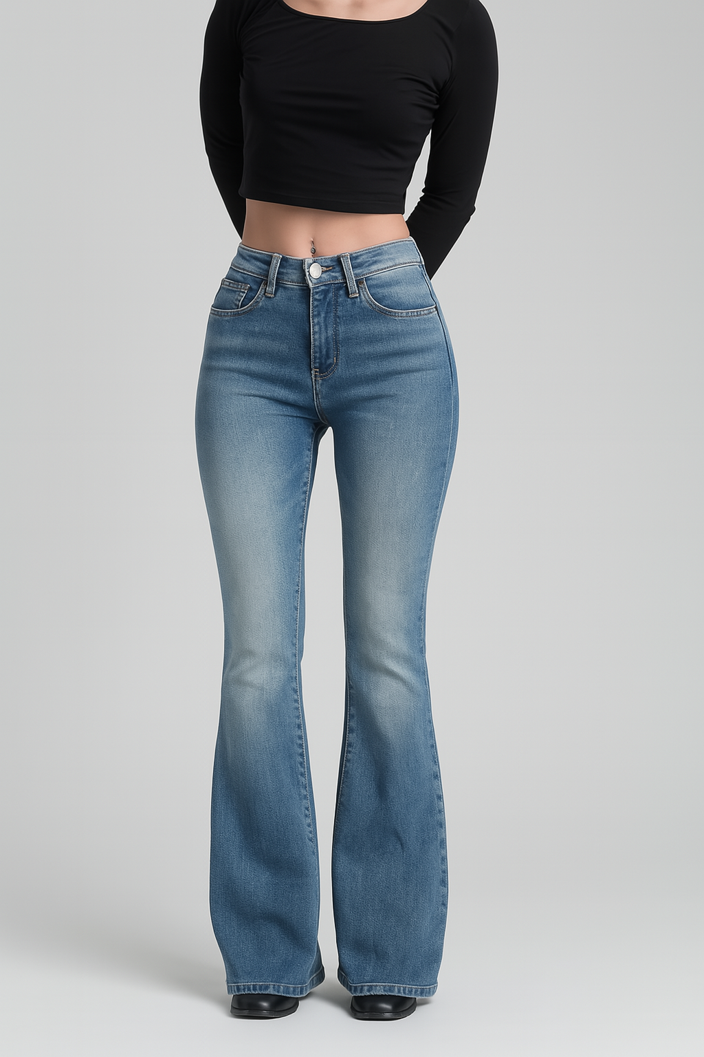 Sarah – Højtaljede damejeans med svajer i stretchdenim i vintage-stil