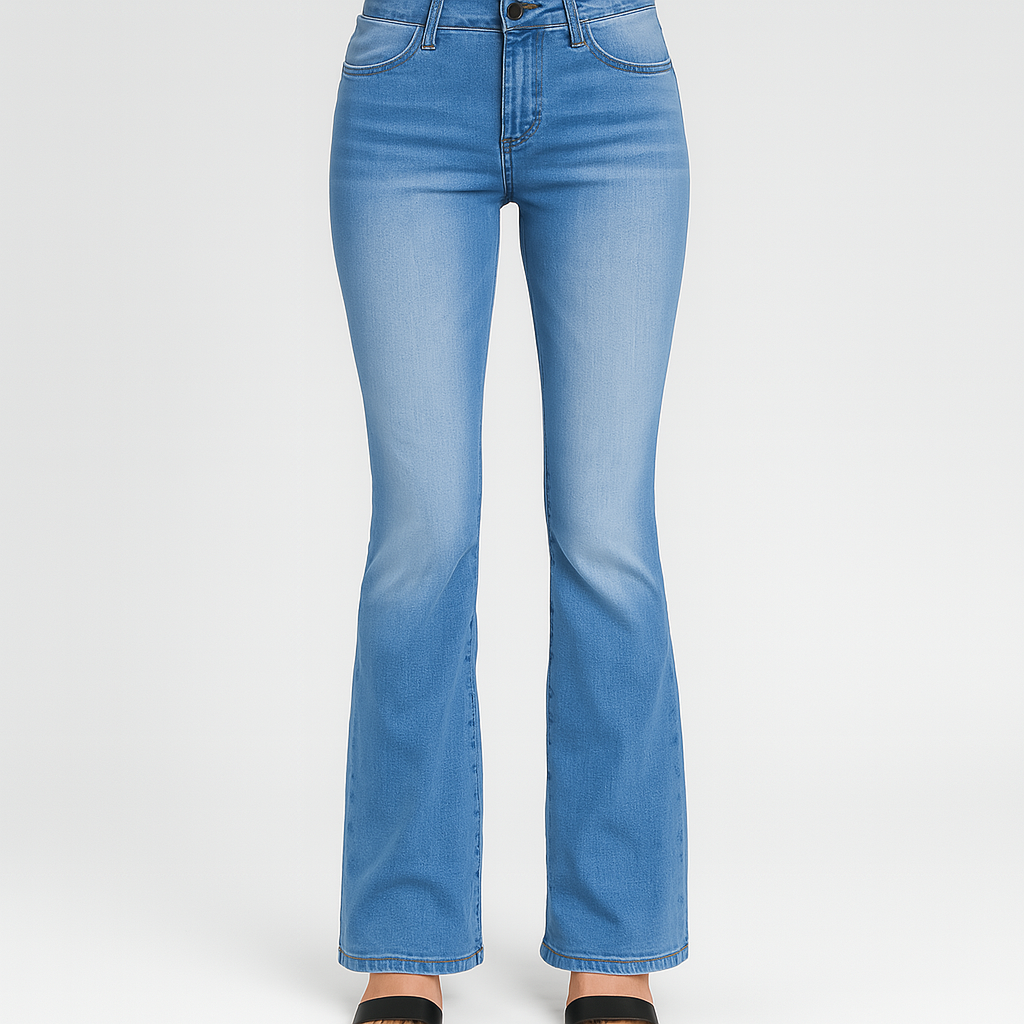 Sophia – Lavtaljede bootcut-jeans med svajer til kvinder i ensfarvet stretchdenim