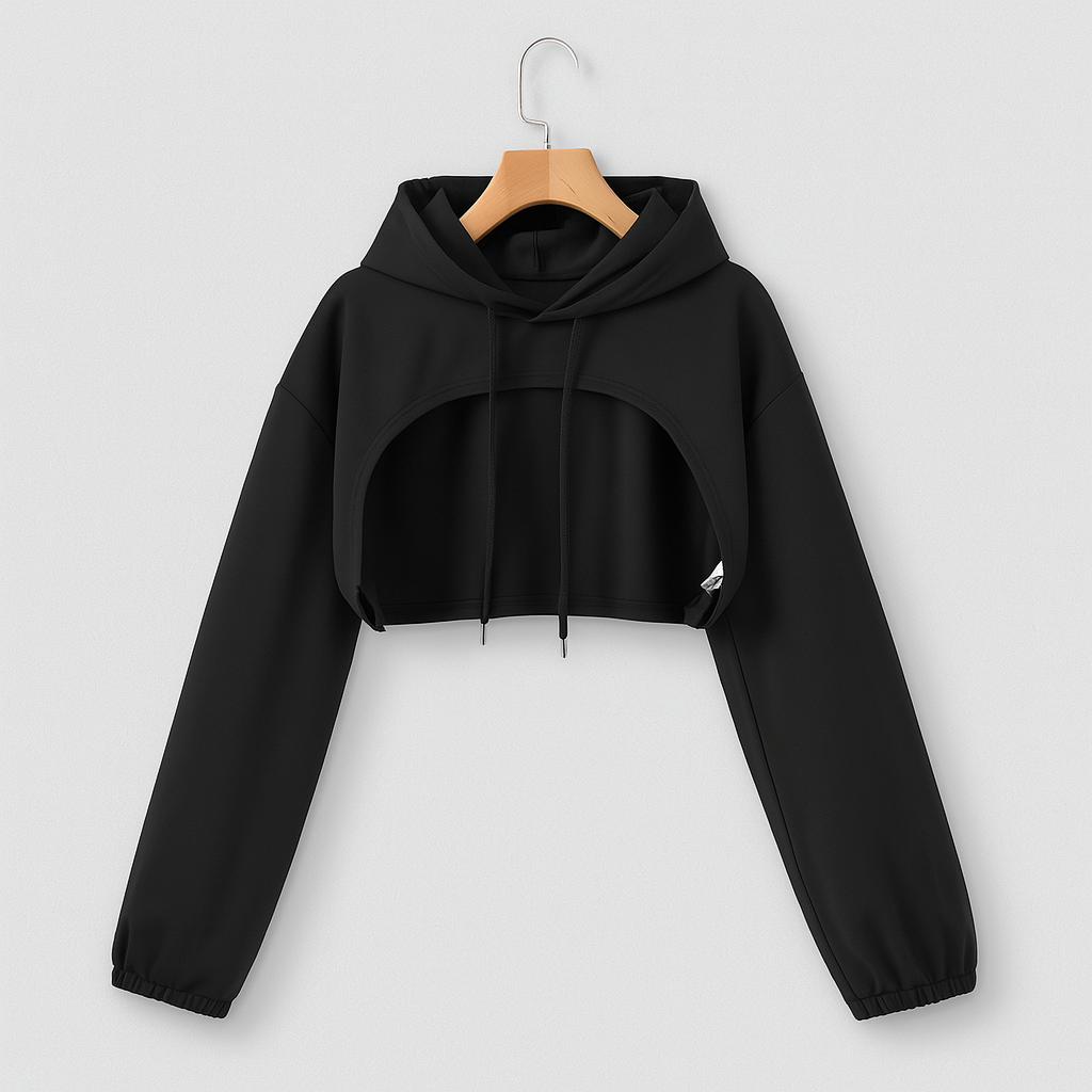 3-delt damesæt – hættetrøje, tanktop med knude og højtaljede yogabukser