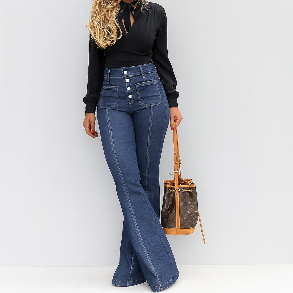 Merta – stretch-jeans med svaj til kvinder – knaplukning og helårspasform