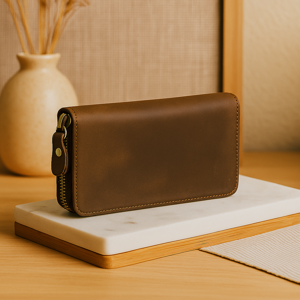 Lang læderpung til mænd