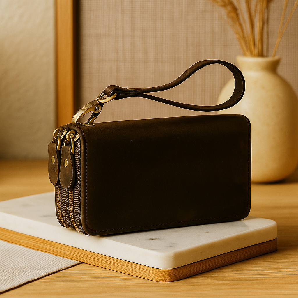 Lang læderpung til mænd