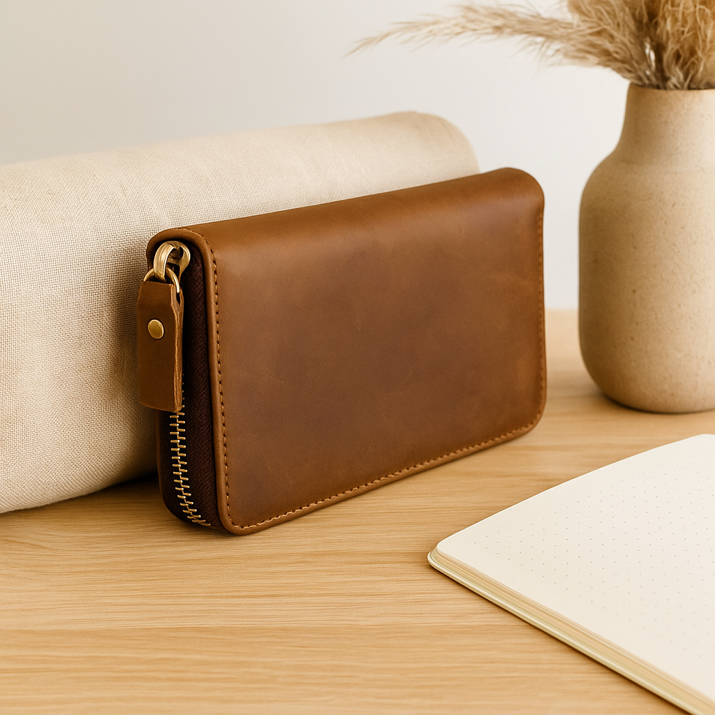 Lang læderpung til mænd