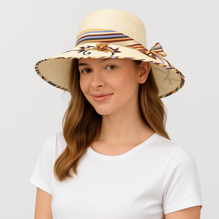 Emma - Sommerhat med bred skygge, stilfuld, foldbar og UV-beskyttende