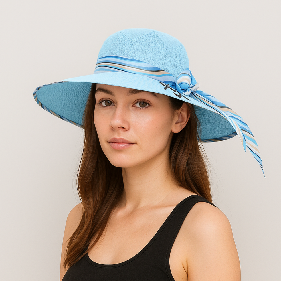 Emma - Sommerhat med bred skygge, stilfuld, foldbar og UV-beskyttende