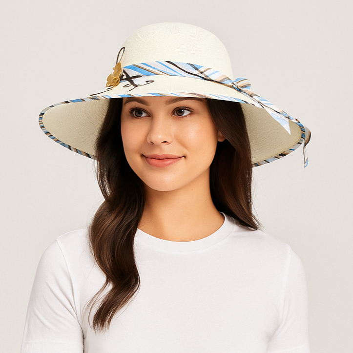 Emma - Sommerhat med bred skygge, stilfuld, foldbar og UV-beskyttende