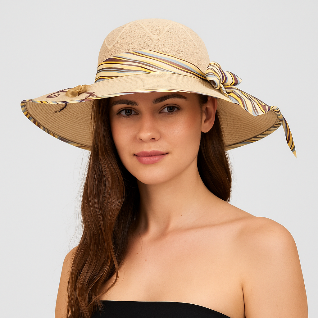 Emma - Sommerhat med bred skygge, stilfuld, foldbar og UV-beskyttende