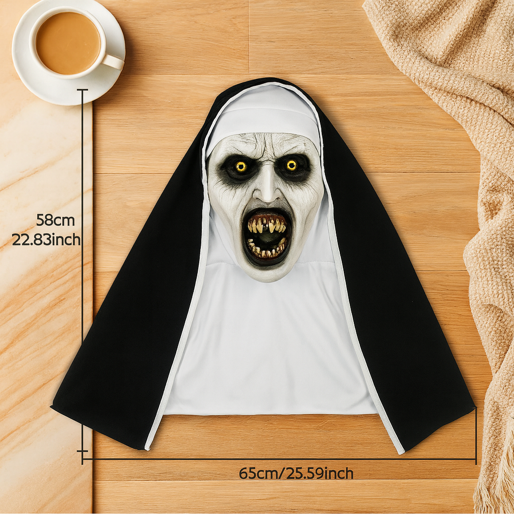 DarkVow Halloween Nonnemaske – Horror Latexmaske til Voksne