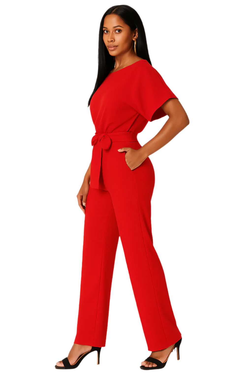 Leren - Jumpsuit med bindebånd