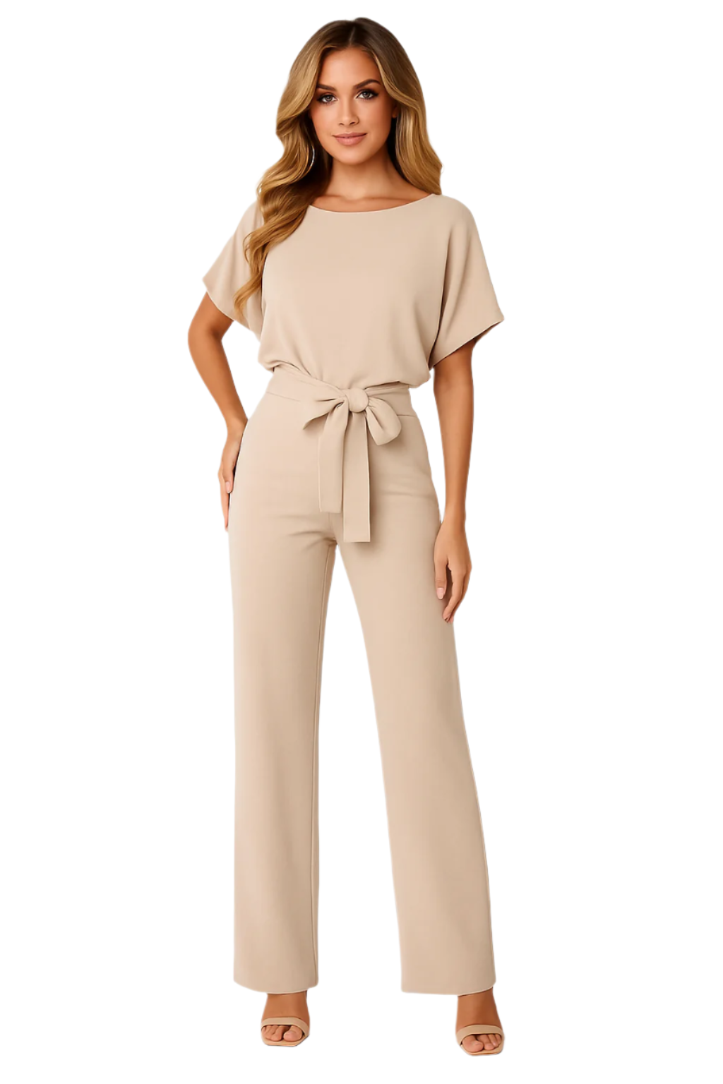 Leren - Jumpsuit med bindebånd