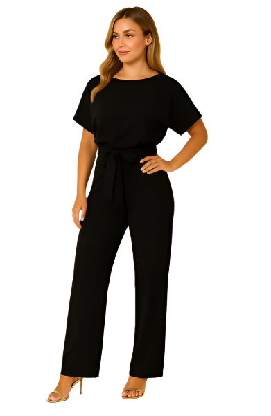 Leren - Jumpsuit med bindebånd