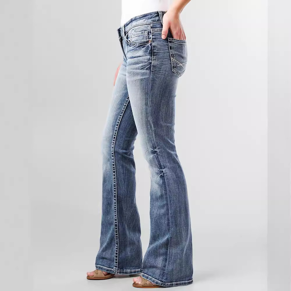Eve – Damejeans med vasket flare – Casual fit med lommer
