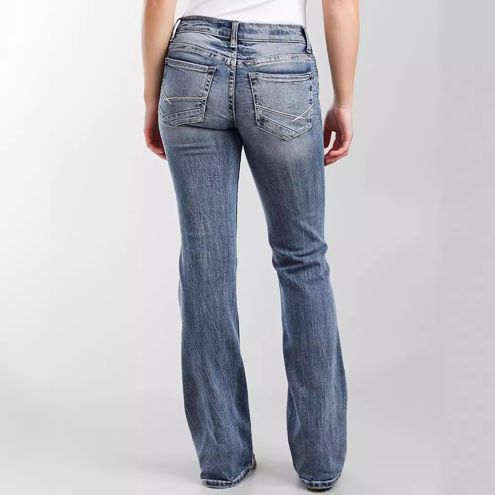 Eve – Damejeans med vasket flare – Casual fit med lommer