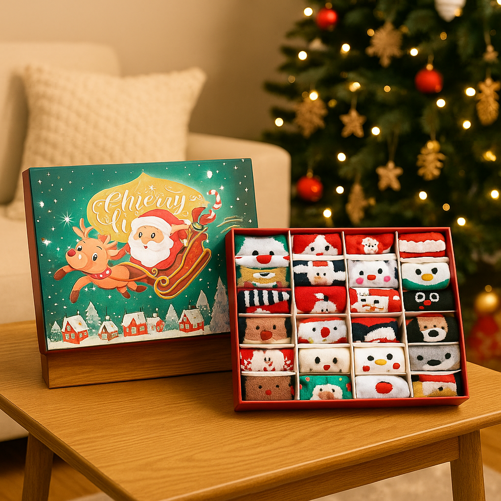 Festlig nedtællingskalender til julestrømper – 24-dages overraskelsessæt til jul