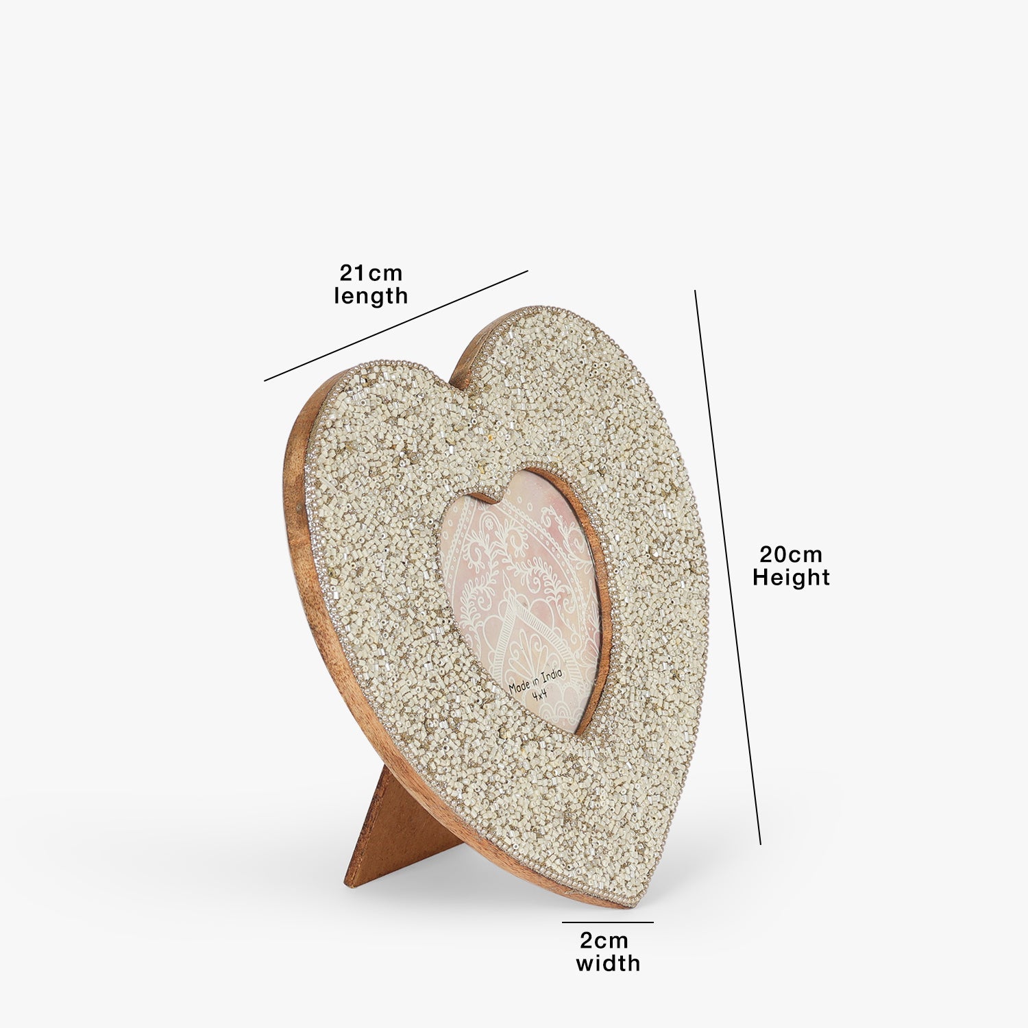 Serapis – Fotoramme med hvide hjerteperler
