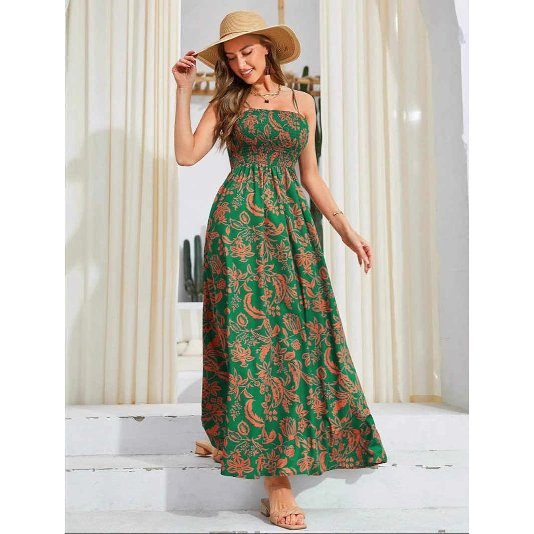 Mirajane - Ruched Print Ruched stropløs kjole