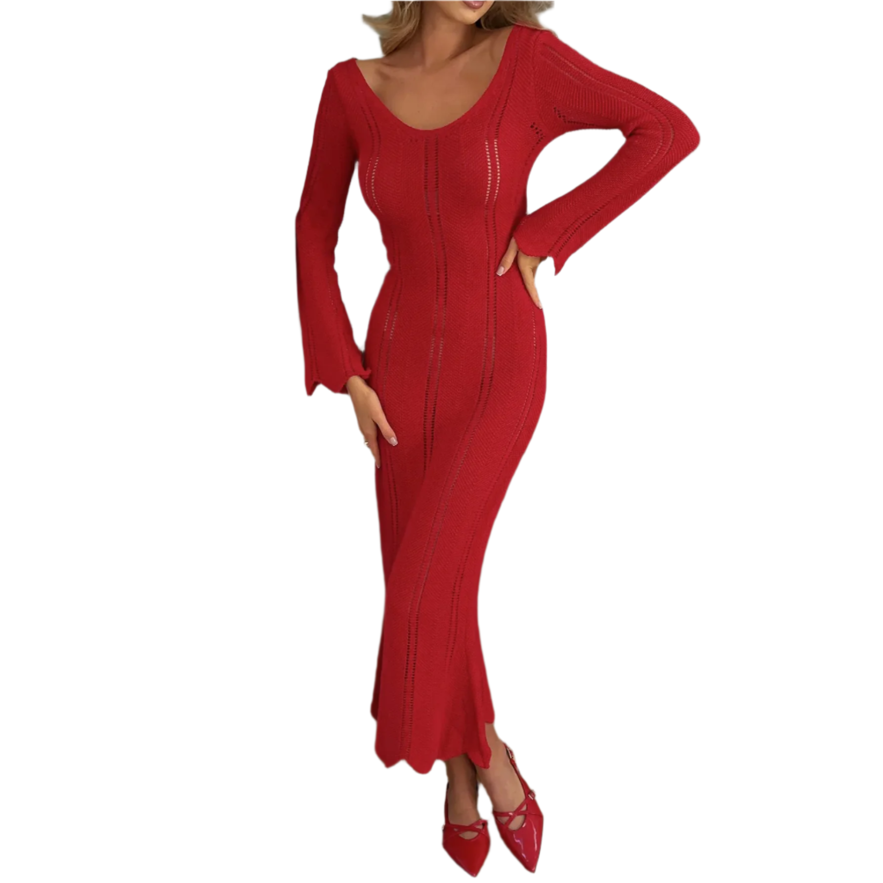 Zaria - Elegant strikkjole med brede ærmer